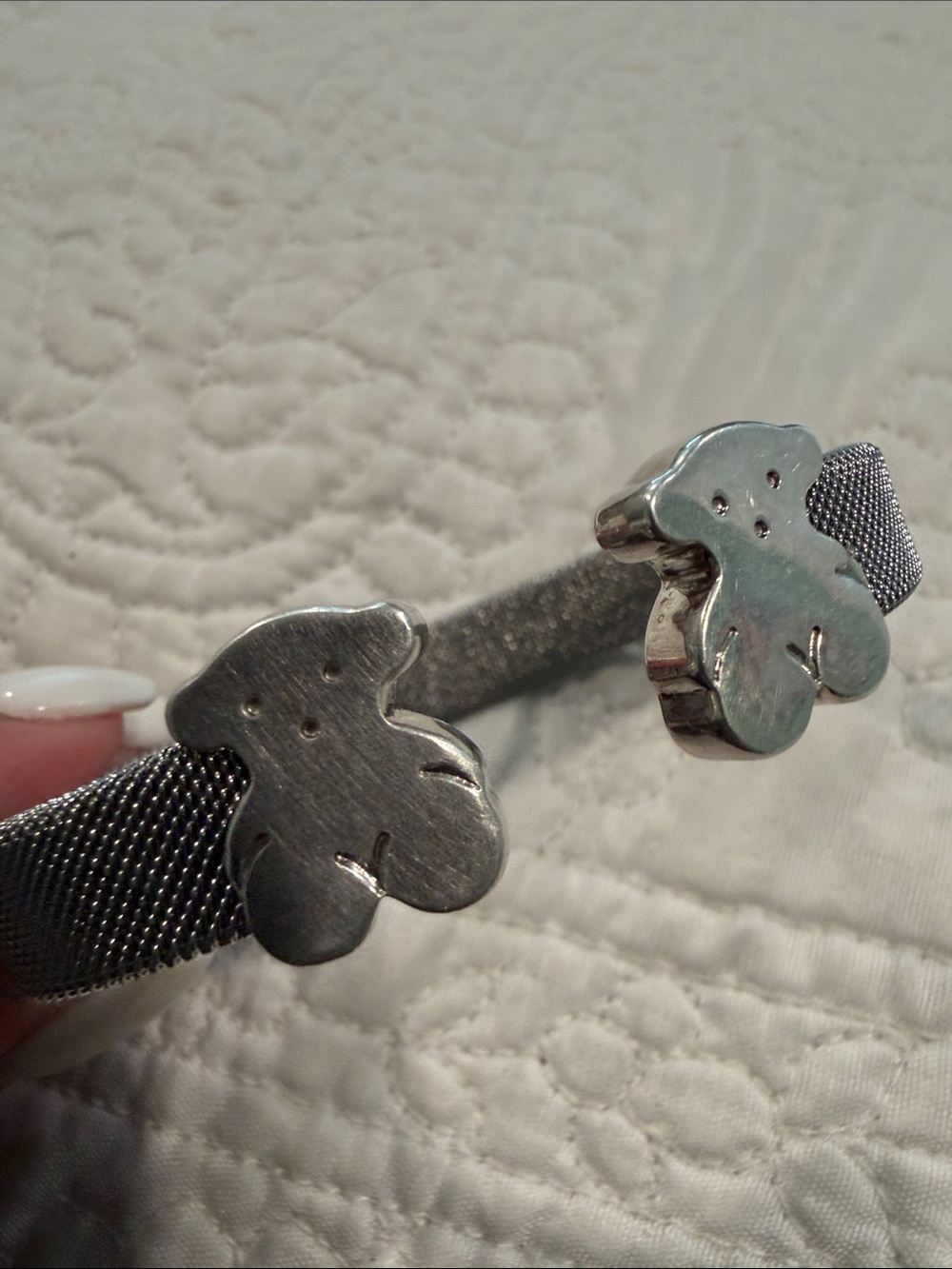 Tous 925 Silver Mesh Cuff Bracelet with Bear Motifs - Picture 10 of 11